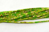 Imperial Jasper Green dyed polished tube 2x4mm strand approx 98 beads-beads incl pearls-Beadthemup
