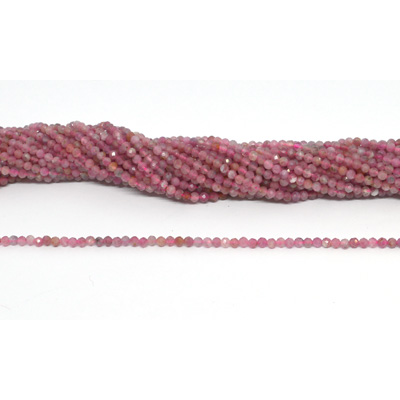 Pink Tourmaline AB+  Faceted Round 3mm strand 129 beads