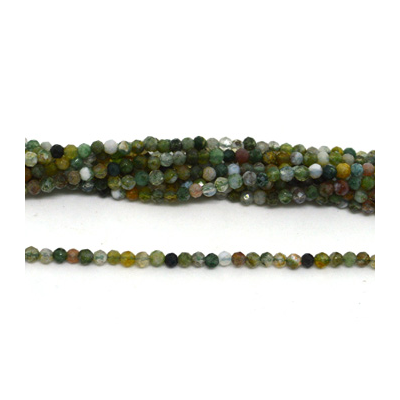 Moss agate Faceted Round 3mm strand 129 beads