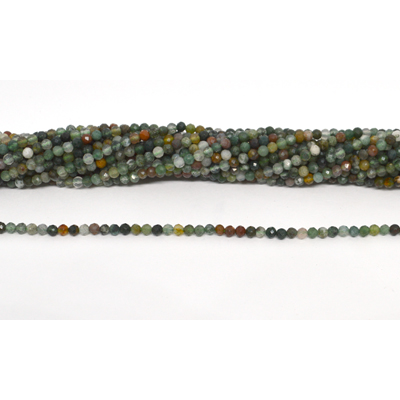 Moss agate Faceted Round 3mm strand 129 beads