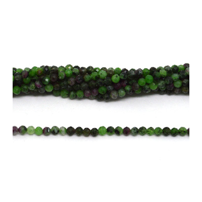 Ruby Zoisite Faceted Round 3mm strand 129 beads