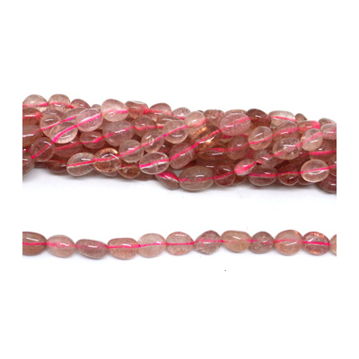 Strawberry Quartz polished nugget 6x8mm strand approx 47 beads