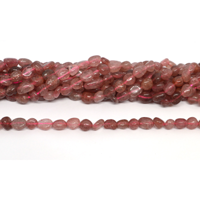 Strawberry Quartz polished nugget 8x10mm strand approx 44 beads