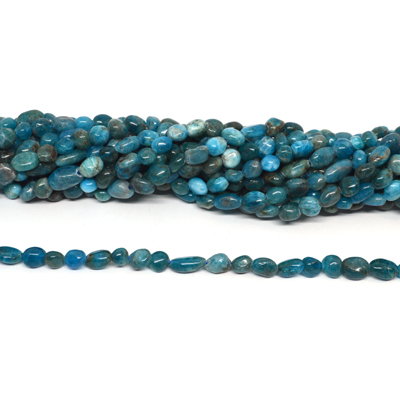Apatite polished nugget 6x8mm strand approx 53 beads