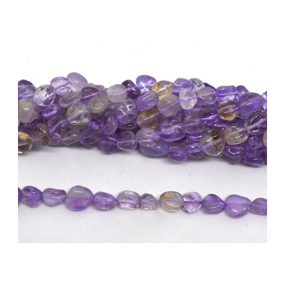 Ametrine polished nugget 8x10mm strand approx 44 beads