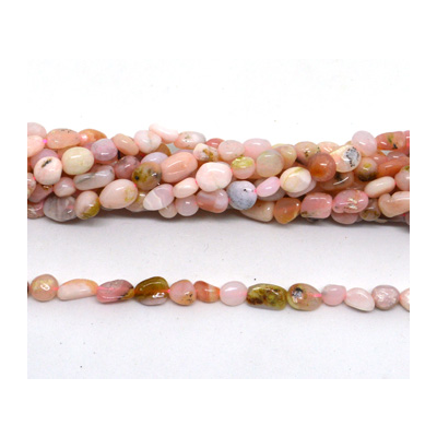 Pink Opal polished nugget 6x8mm strand approx 58 beads