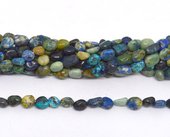 Azurite Malachite polished nugget 6x8mm strand approx 48 beads-beads incl pearls-Beadthemup