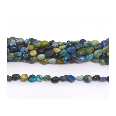 Azurite Malachite polished nugget 6x8mm strand approx 48 beads