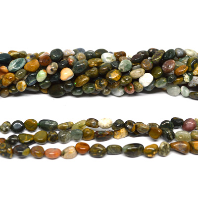 Ocean Jasper polished nugget 6x8mm strand approx 50 beads