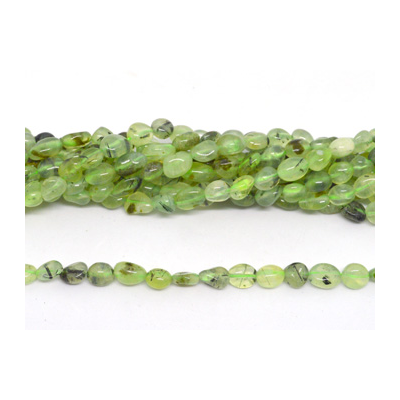 Prehnite polished nugget 6x8mm strand approx 46 beads