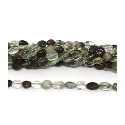 Green Phantom Quartz polished nugget 8x10mm strand approx 38 beads