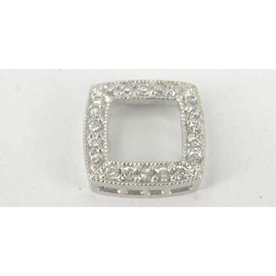 Sterling Silver Connecter CZ 11mm Square