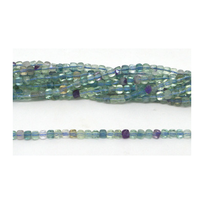 Flourite Faceted Cube 4mm strand 110 beads
