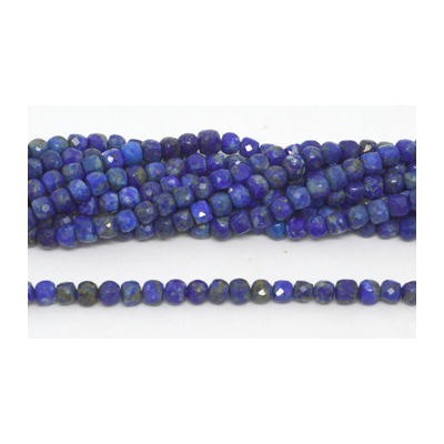 Lapis Faceted Cube 4mm strand 88 beads