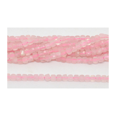 Rose Quartz Faceted Cube 4mm 100 beads per strand