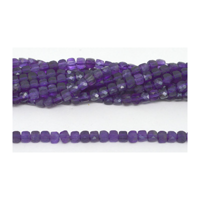 Amethyst Faceted Cube 4mm 93 beads per strand
