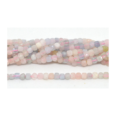 Beryl Faceted Cube 4mm  96beads per strand