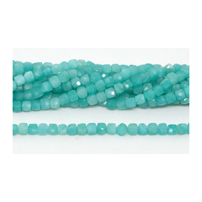 Amazonite Faceted Cube 4mm 95 beads per strand