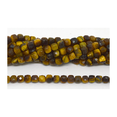 Tiger Eye Faceted Cube 5mm 72 beads per strand