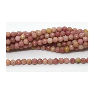 Rhodonite polished round 4mm 93 beads per strand