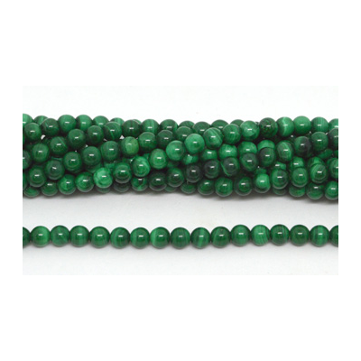 Malachite polished round 4mm 93 beads per strand