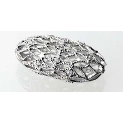Sterling Silver Bead Oval Flat CZ 19x11mm 1 pack