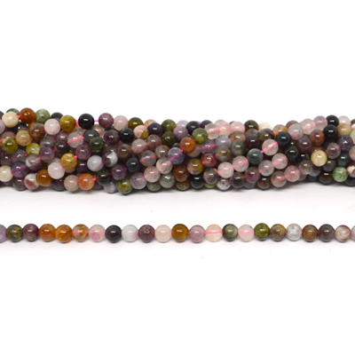 Tourmaline polished round 4mm strand 84 beads