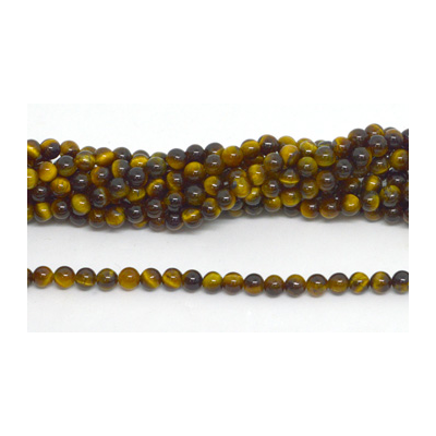 Tiger Eye polished round 4mm 93 beads per strand