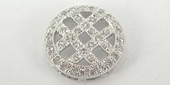Sterling Silver Connecter CZ 13mm Round Flat-findings-Beadthemup
