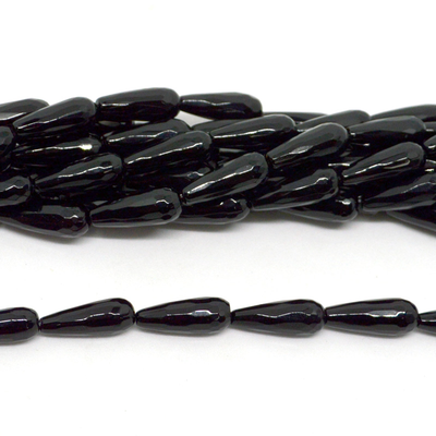 Onyx 6x16mm Faceted Teardrop beads per strand 25Beads