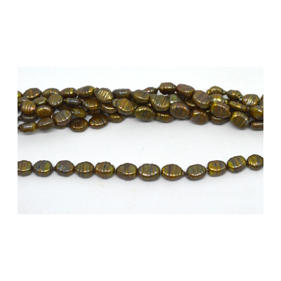 Fresh Water Pearl 12mm Rice Ridged Brown beads per strand 29
