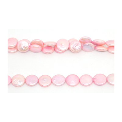 Fresh Water Pearl Coin 12mm Rose 30/strand