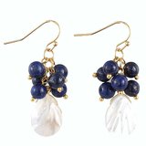 Lapis Mother Of Pearl Earrings 43mm-beads incl pearls-Beadthemup
