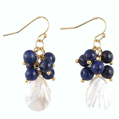 Lapis Mother Of Pearl Earrings 43mm