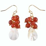 Carnelian Mother Of  Pearl Earrings 43mm-beads incl pearls-Beadthemup