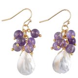 Amethyst Mother Of Pearl Earrings 43mm-beads incl pearls-Beadthemup