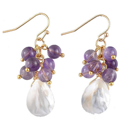 Amethyst Mother Of Pearl Earrings 43mm