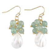 Green Adventurine Mother Of Pearl Earrings 43mm-beads incl pearls-Beadthemup