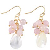 Rose Quartz Mother Of  Pearl Earrings 43mm-beads incl pearls-Beadthemup