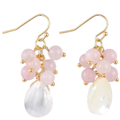 Rose Quartz Mother Of  Pearl Earrings 43mm