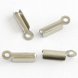 Stainless Steel Fold Over Cord Ends 11x3x2.5mm small 20 pack-findings-Beadthemup