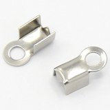 Stainless Steel Fold Over Cord Ends 8x4x4mm medium 20 pack-findings-Beadthemup