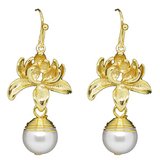 Flowering Lotus Pearl Earrings-jewellery-Beadthemup