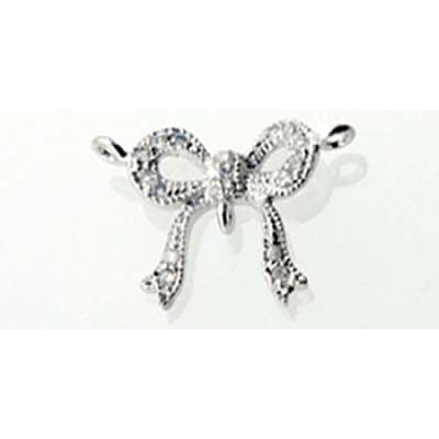 Sterling Silver Connecter CZ 12mm bow