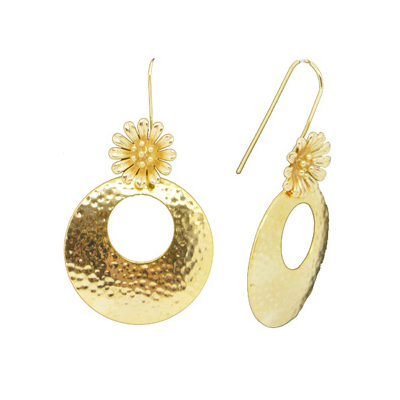 Sun and Flower gold earrings