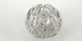 Sterling Silver Bead Round CZ 14mm Filigree-findings-Beadthemup