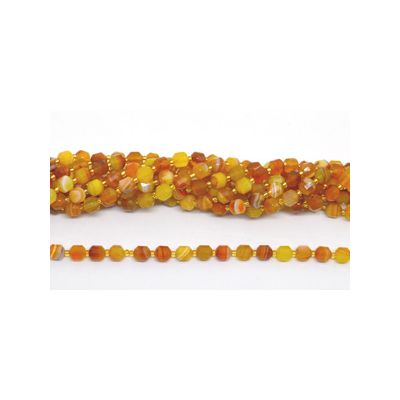 Agate dyed Orange Stripe fac.Energy bar cut 8mm str 38 beads