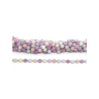 Morganite, Amethyst Aqua fac.Energy bar cut 8fac.Energy bar cut 8mm str 38 beads