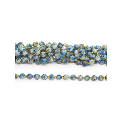 K2  Jasper (Azurite in Granite) fac.Energy bar cut 10mm str 33 beads