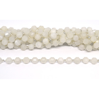 White Moonstone fac.Energy bar cut 8mm str 38 beads